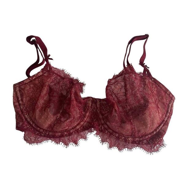 Victoria's Secret Other - Victoria's Secret Dream‎ Angels Push Up without Padding Red Lace Bra Size 32DD